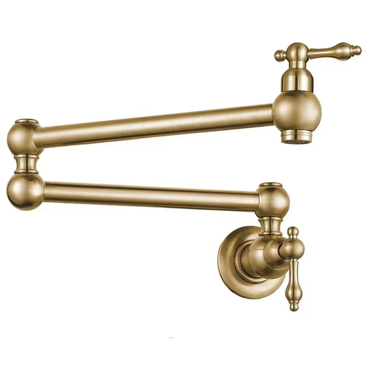 Modern Single-Handle Brass Kitchen Faucet Rotate Fold Extended Wall-Mounted Tap Ceramic Valve Core Classic Styles for Hotels
