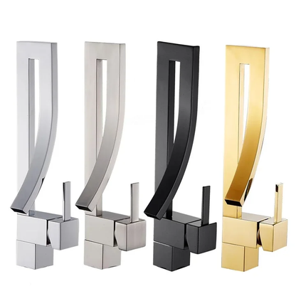 Luxury Modern Single-Handle Brass Bathroom Faucet Deck Mounted Black Sink Mixer Tap Water Tap for Basin Spout Hall Application