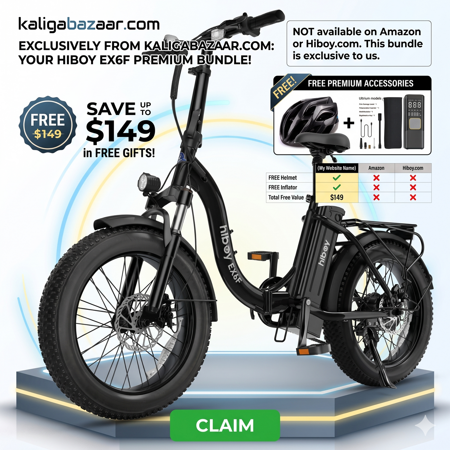 Hiboy EX6F Folding Fat Tire Electric Bike Pay in 3 Years RBC in store and shipping available