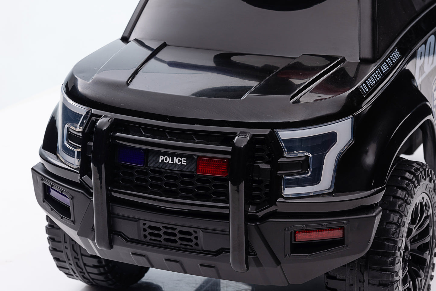 Ride On Push Police Car, Toddler Foot-to-Floor Sliding Toy with Steering Wheel, Megaphone, Horn, Headlights, Under Seat Storage, Kids Racer Walking Gift for Boys Girls 3+ Years Old (Black)