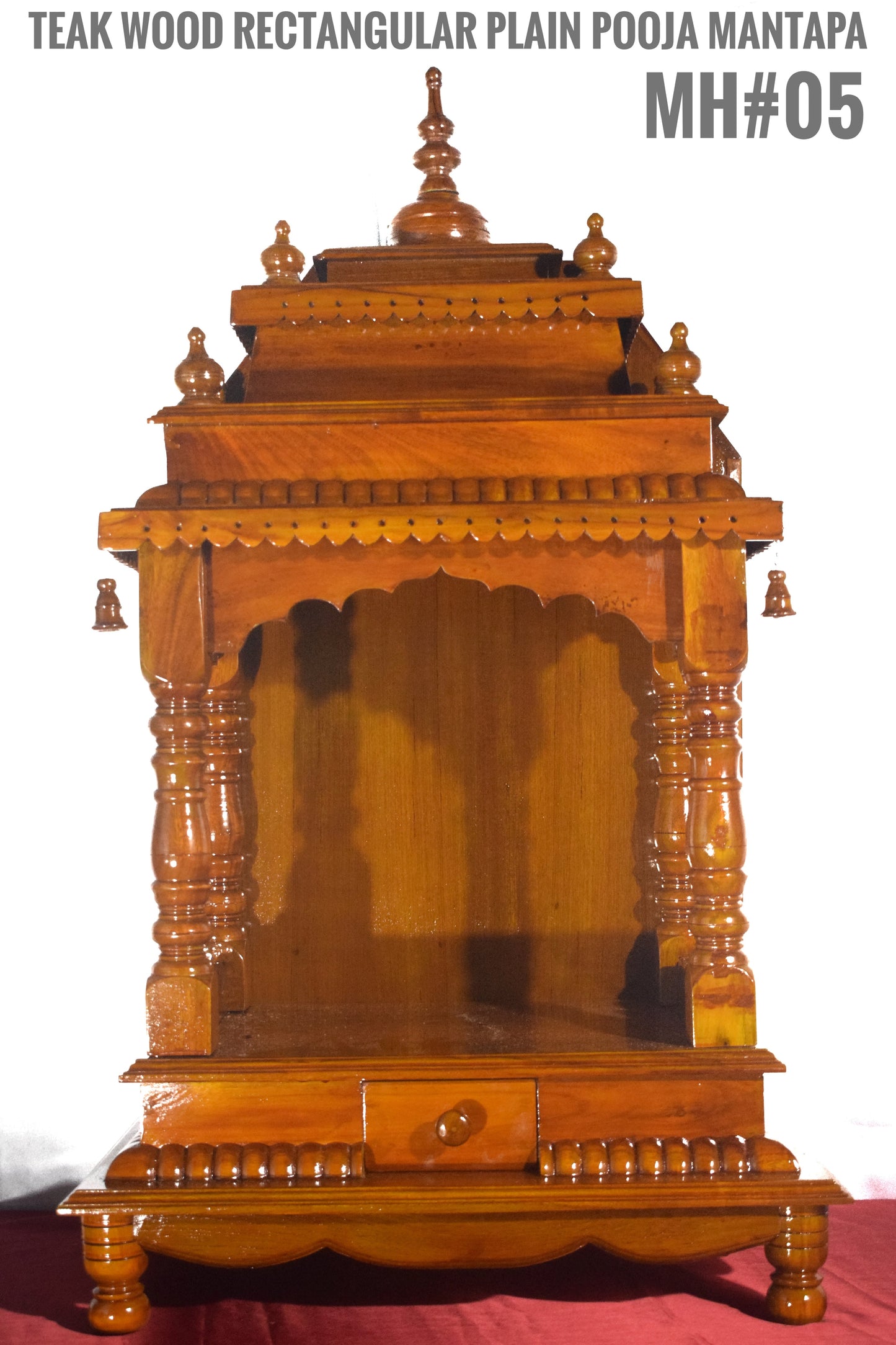 TEAK WOOD RECTANGULAR POOJA MANDIR AE05