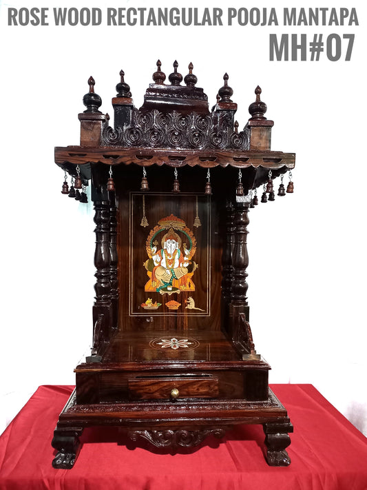 ROSE WOOD RECTANGULAR POOJA MANDIR AE07