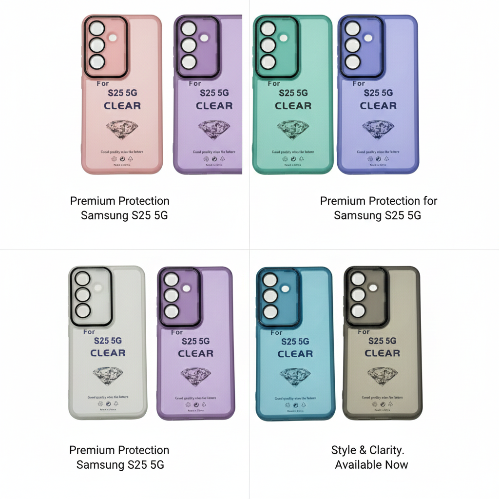 Samsung Galaxy S25 5G Premium Clear Case - Shockproof Protection with Color Accent