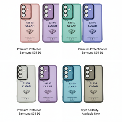 Samsung Galaxy S25 5G Premium Clear Case - Shockproof Protection with Color Accent