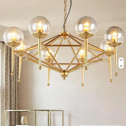 Height Adjustable Hanging Light Creative Glass Ball Pendant Lights for Living Room