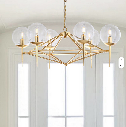 Height Adjustable Hanging Light Creative Glass Ball Pendant Lights for Living Room