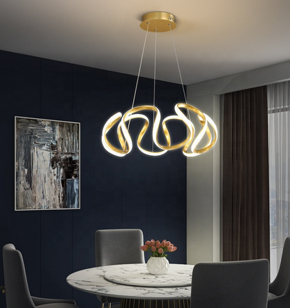 Hanging Lamp Creative Bedroom Pendant Light Luxury Ring Aluminum Chandelier