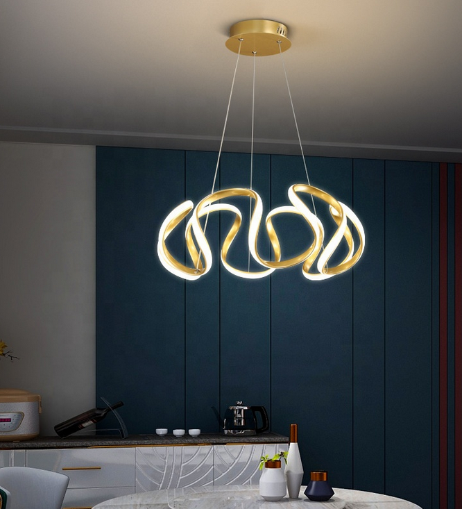Hanging Lamp Creative Bedroom Pendant Light Luxury Ring Aluminum Chandelier