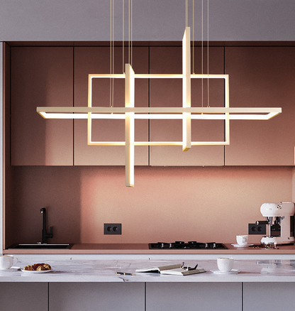 Modern Rectangular Pendant Lights Living Room Restaurant Kitchen Hanging Chandelier for Dining Room
