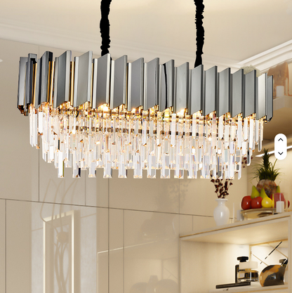 Modern Black Pendant Light Luxury Gold Wedding Crystal Chandelier Led Lamp Living Room Bedroom Bar Hang Lamp