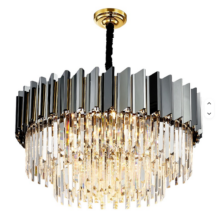 Modern Black Pendant Light Luxury Gold Wedding Crystal Chandelier Led Lamp Living Room Bedroom Bar Hang Lamp