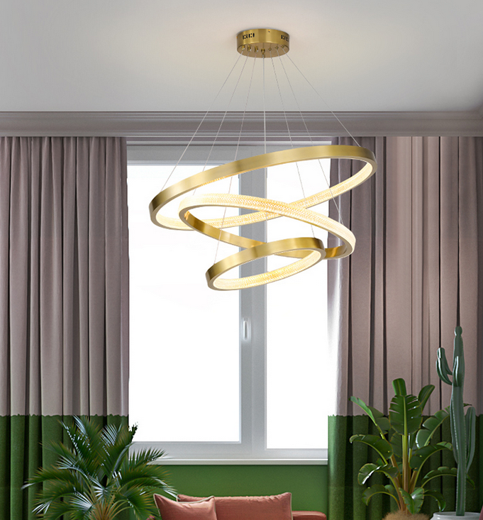 Golden LED Chandeliers 4 Ring Collection