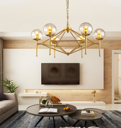 Height Adjustable Hanging Light Creative Glass Ball Pendant Lights for Living Room