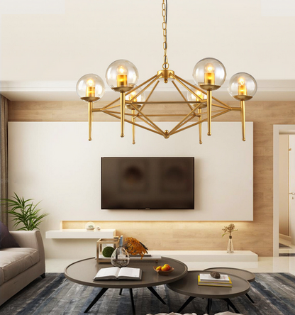 Height Adjustable Hanging Light Creative Glass Ball Pendant Lights for Living Room