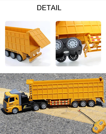 1：48 Scale four function light remote control dump engineering trailer Ride on Truck Yellow