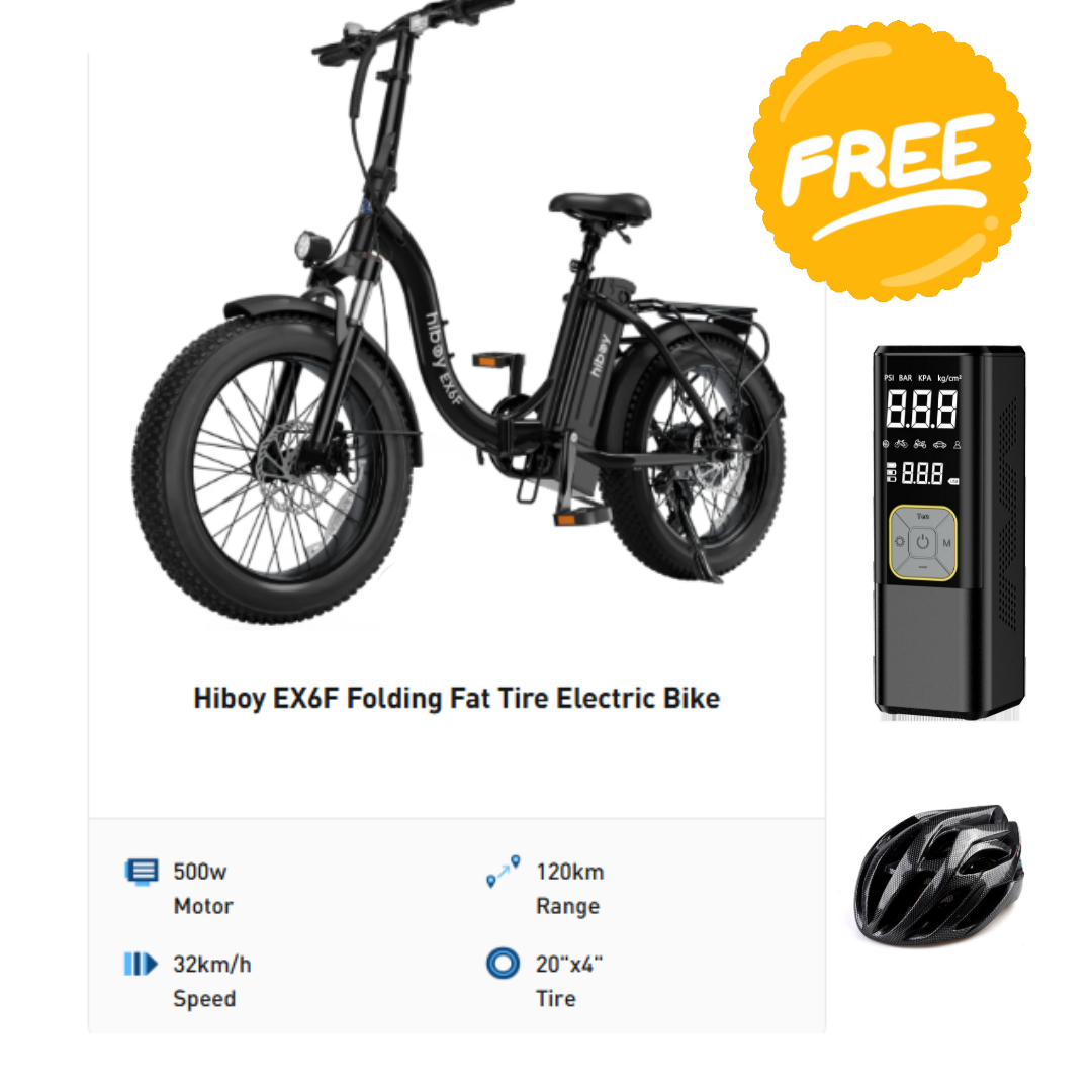 Hiboy EX6F Folding Fat Tire Electric Bike Pay in 3 Years RBC in store and shipping available