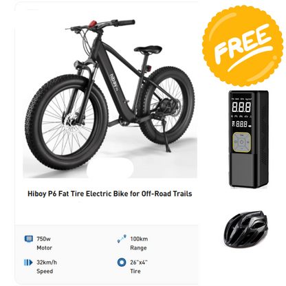 Available Hiboy P6 Fat Instore Available Tire Electric Bike for Urban Country Road Pay in 3 Years RBC Free Helmet