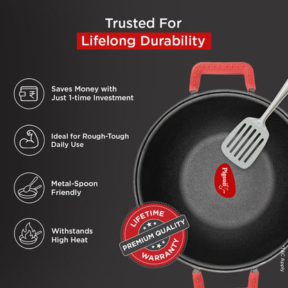 Pigeon Imperi Cast Iron Kadai With Lid 260