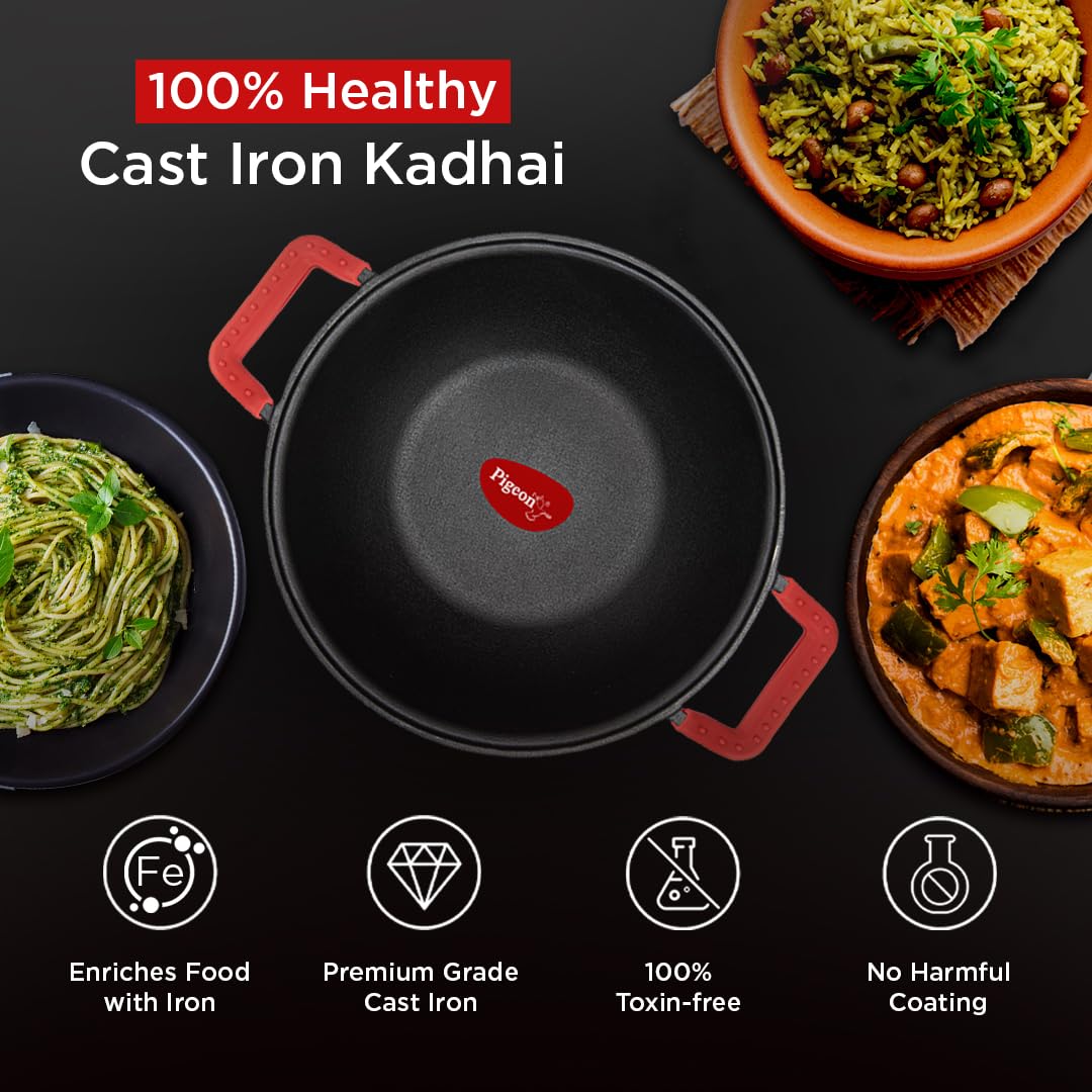 Pigeon Imperi Cast Iron Kadai With Lid 260