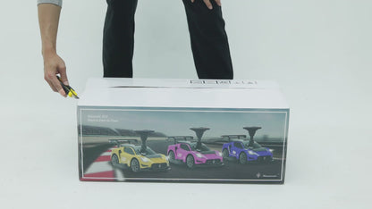 Maserati MC20 GT2 Licensed Ride on Car White Yellow Ride on Push Car 2 in 1 Kid Ride on Push Car Stroller Sliding Ride on Car with Horn Music Light Function Secure Bar Ride on Toy for Boy Girl Toddlers 1-3 Years Old