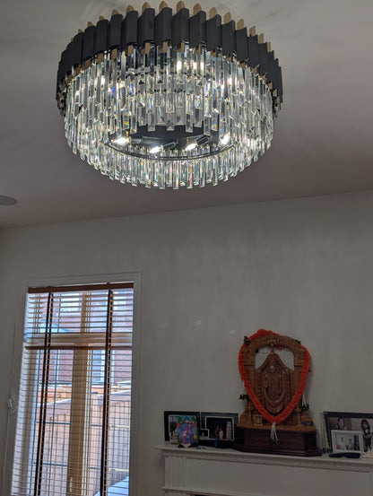 Modern Black Pendant Light Luxury Gold Wedding Crystal Chandelier Led Lamp Living Room Bedroom Bar Hang Lamp
