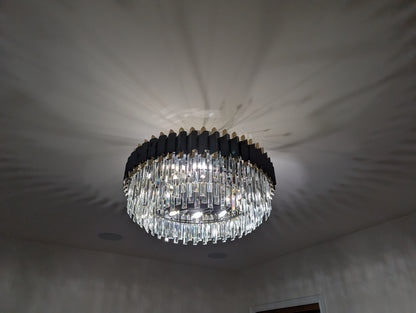 Modern Black Pendant Light Luxury Gold Wedding Crystal Chandelier Led Lamp Living Room Bedroom Bar Hang Lamp